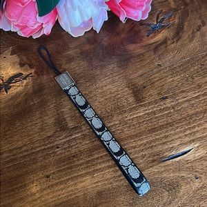 COACH Keychain Wristlet Cellphone Charm 5" Signature Logo Loop End Black RARE